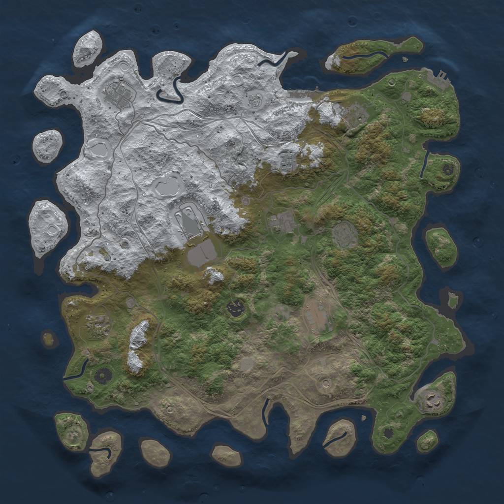 Rust Map: Procedural Map, Size: 4500, Seed: 1641505591, 19 Monuments