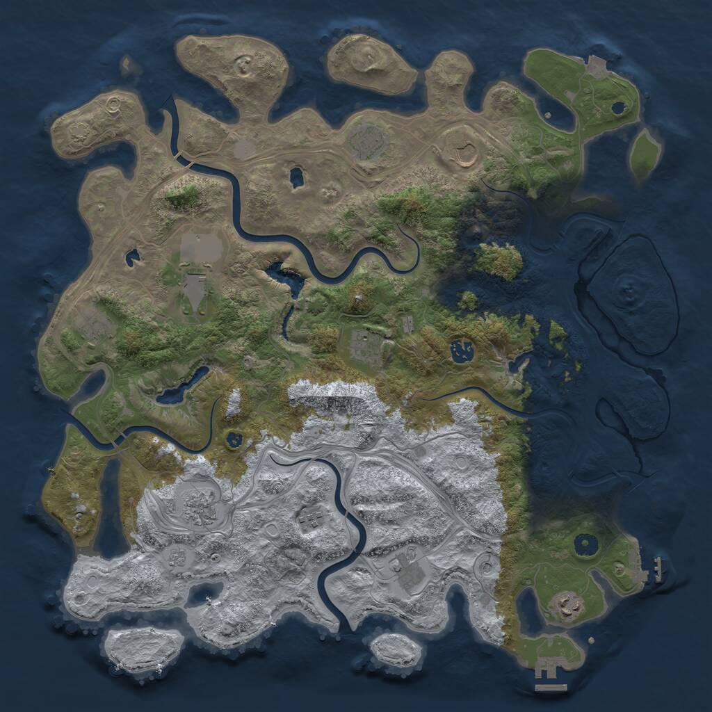 Rust Map: Procedural Map, Size: 4500, Seed: 625574098, 16 Monuments