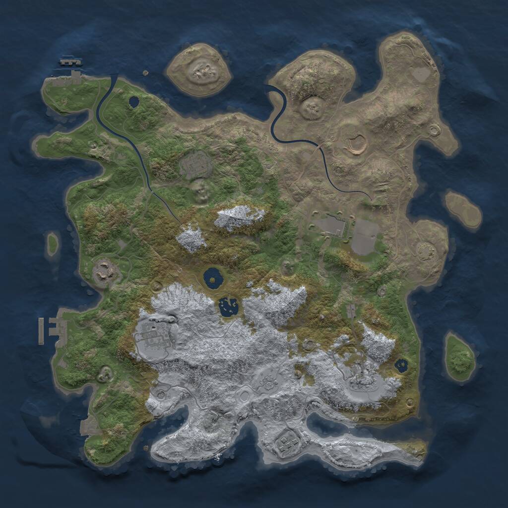 Rust Map: Procedural Map, Size: 3800, Seed: 52568, 14 Monuments
