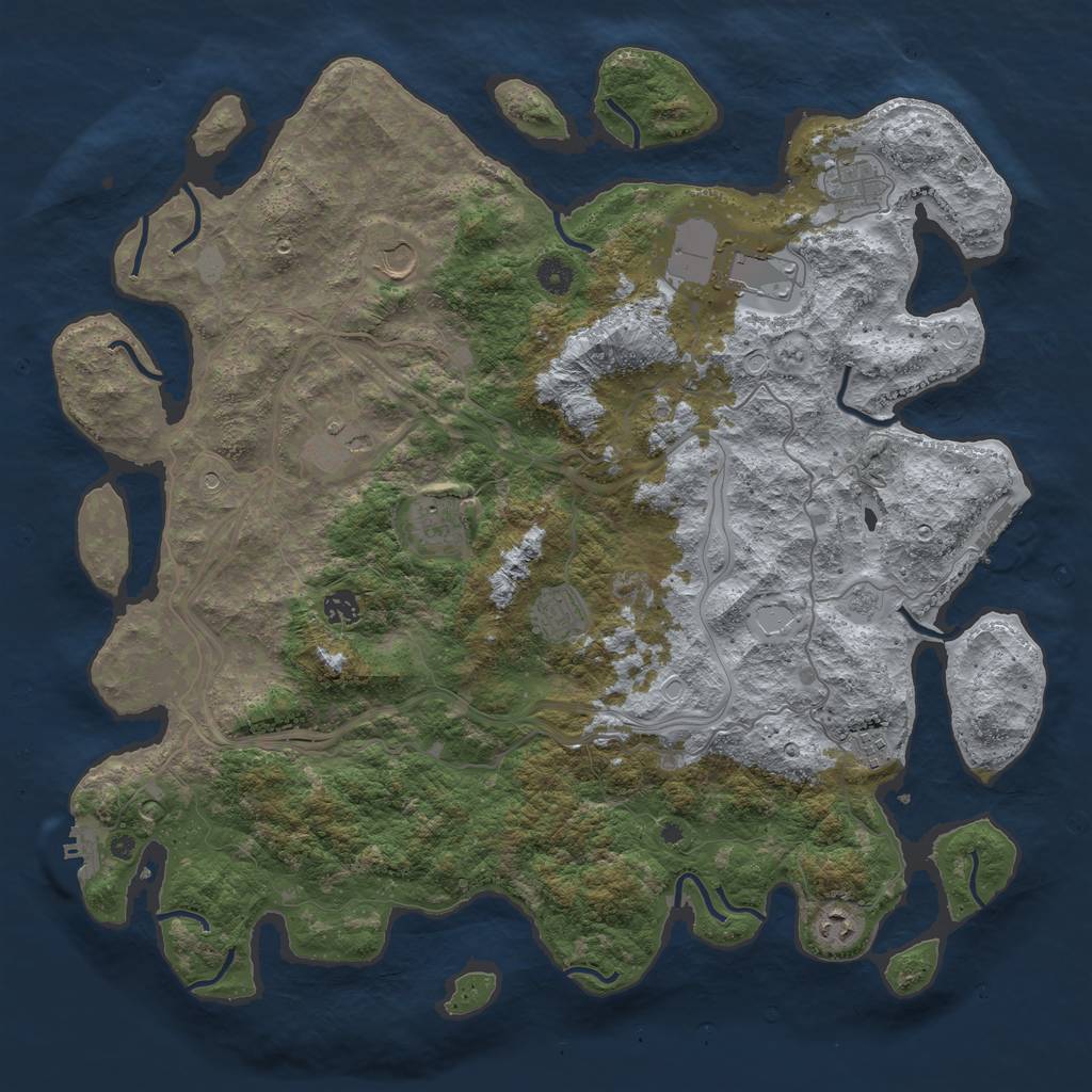 Rust Map: Procedural Map, Size: 4500, Seed: 383770744, 18 Monuments
