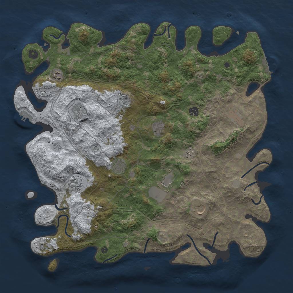 Rust Map: Procedural Map, Size: 4500, Seed: 842393088, 19 Monuments
