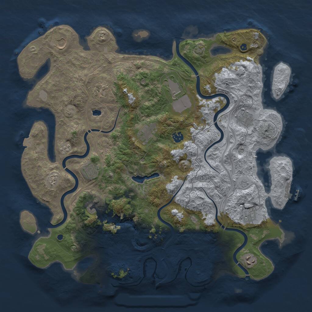 Rust Map: Procedural Map, Size: 4400, Seed: 1975365489, 17 Monuments