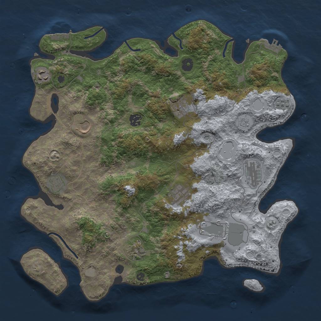 Rust Map: Procedural Map, Size: 3850, Seed: 1368559683, 19 Monuments