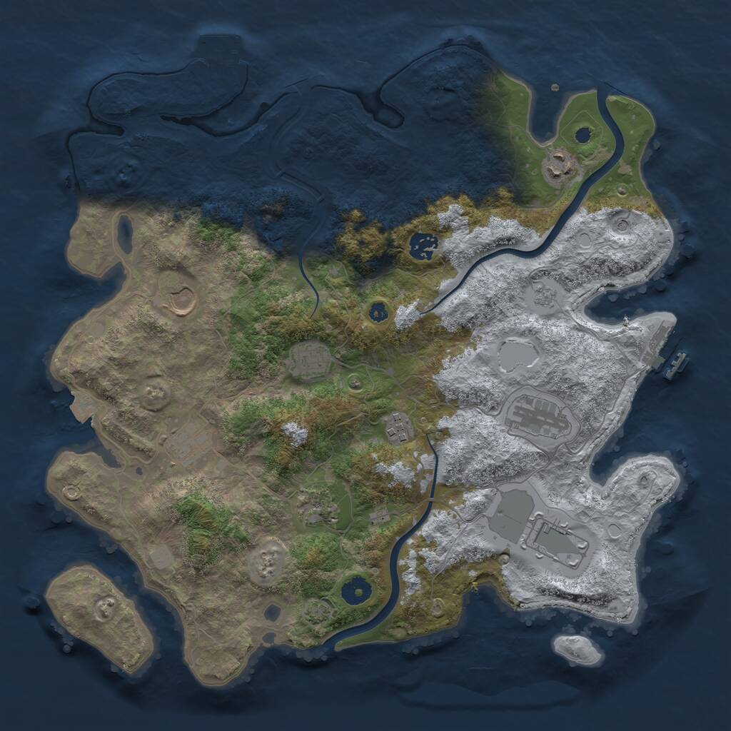 Rust Map: Procedural Map, Size: 3850, Seed: 1368559683, 15 Monuments