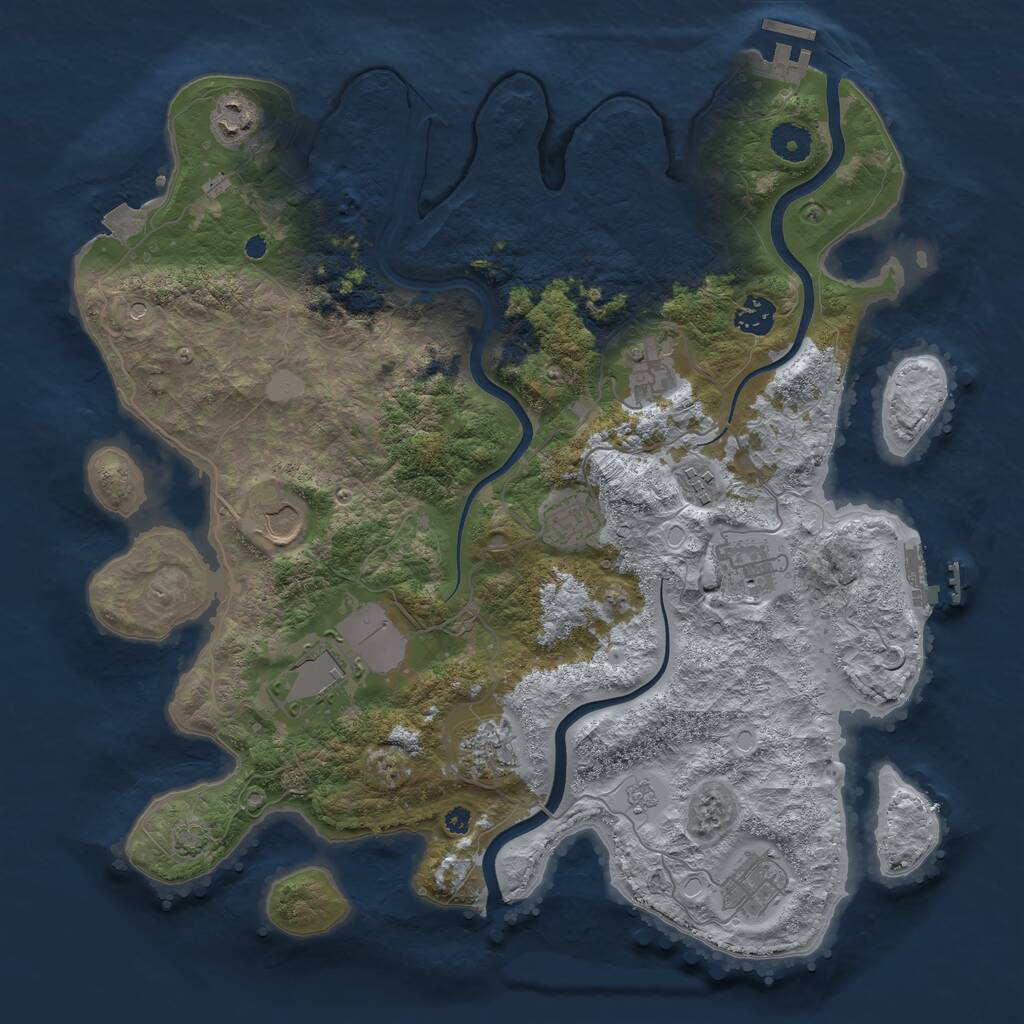 Rust Map: Procedural Map, Size: 3850, Seed: 300975259, 16 Monuments