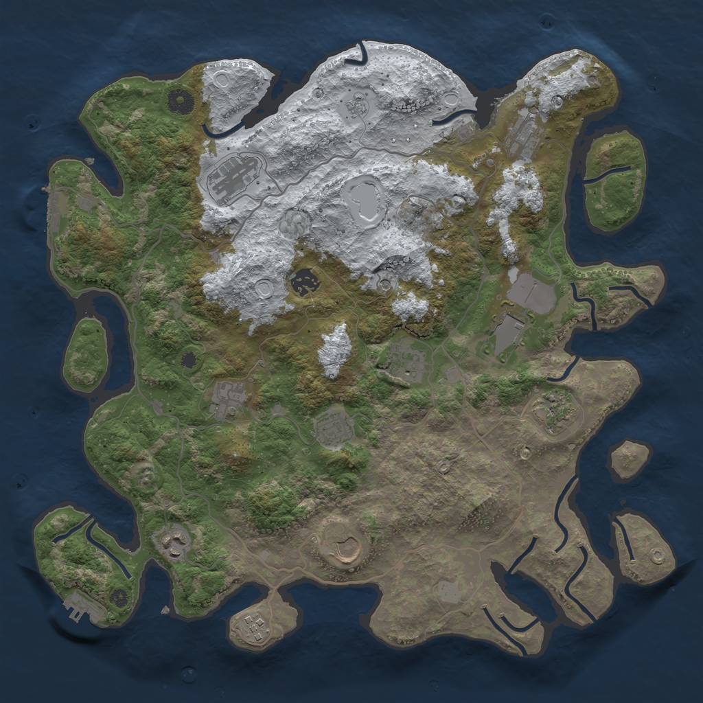 Rust Map: Procedural Map, Size: 4000, Seed: 668690777, 20 Monuments