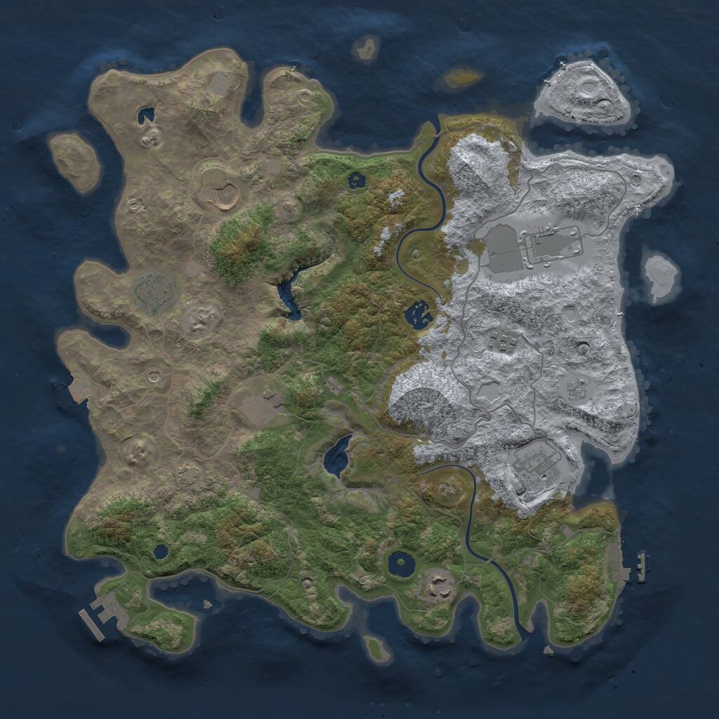 Rust Map: Procedural Map, Size: 4000, Seed: 55321, 14 Monuments