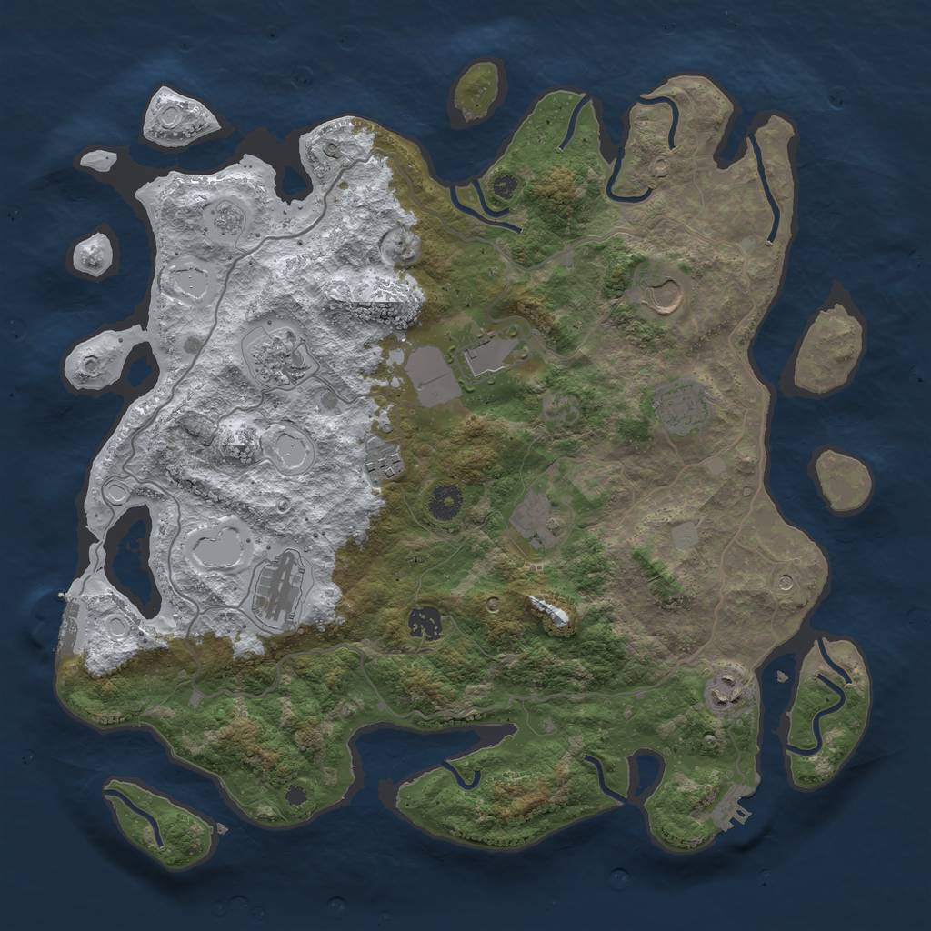 Rust Map: Procedural Map, Size: 4000, Seed: 753521066, 18 Monuments