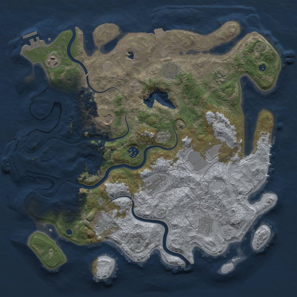 Rust Map: Procedural Map, Size: 4000, Seed: 549293763, 16 Monuments