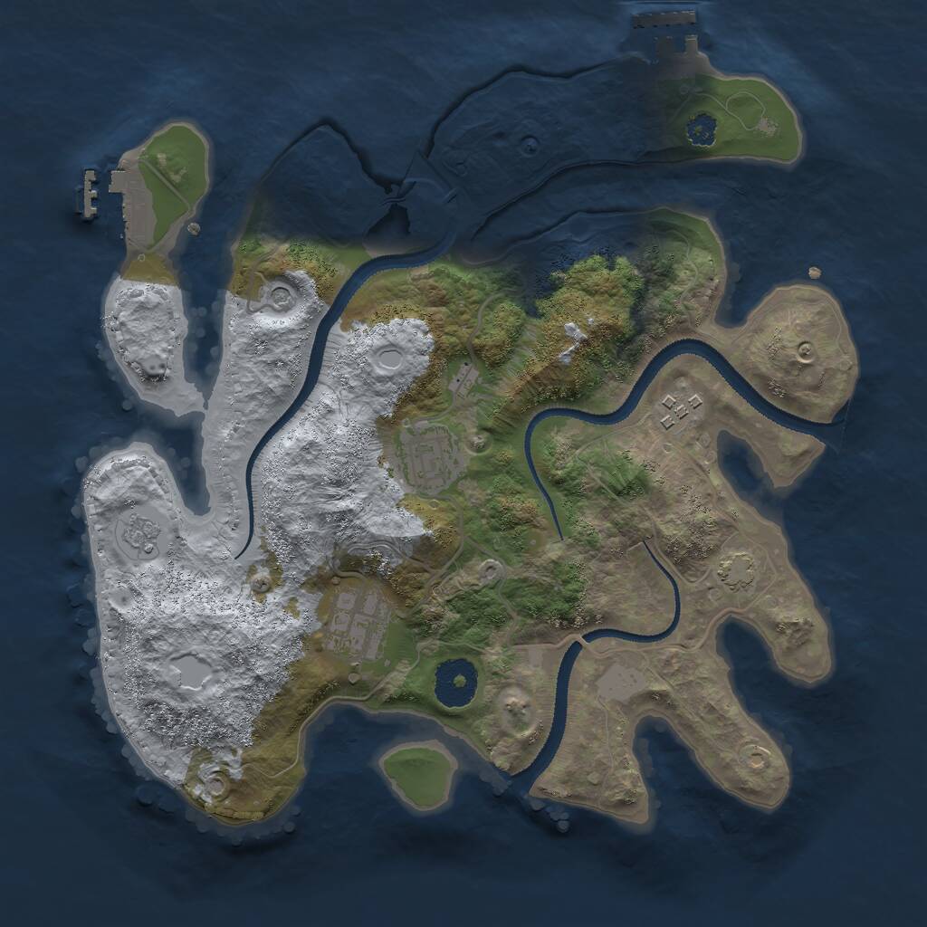 Rust Map: Procedural Map, Size: 3000, Seed: 400607776, 9 Monuments