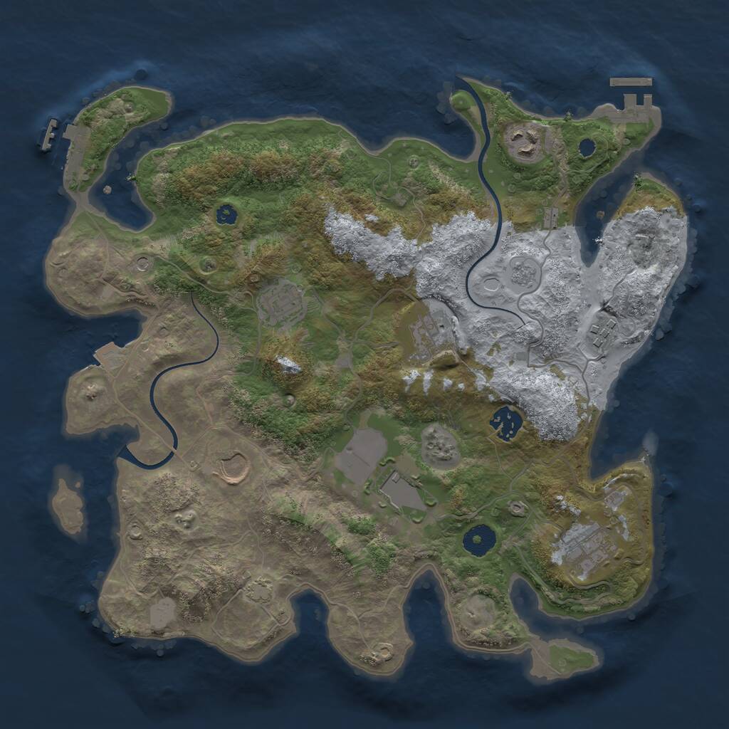 Rust Map: Procedural Map, Size: 3500, Seed: 1444450694, 14 Monuments