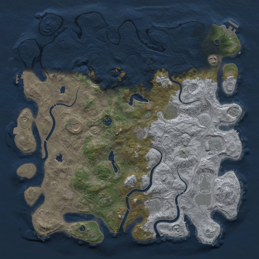 Rust Map: Procedural Map, Size: 4500, Seed: 955878935, 16 Monuments