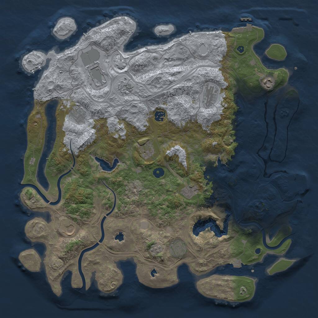 Rust Map: Procedural Map, Size: 4500, Seed: 1474992241, 17 Monuments