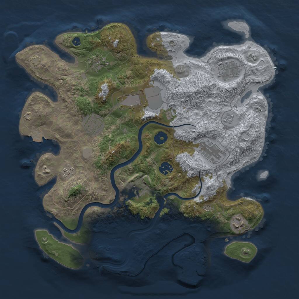 Rust Map: Procedural Map, Size: 3500, Seed: 281337209, 14 Monuments