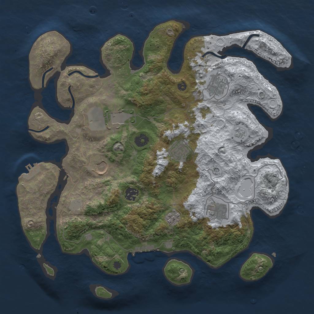 Rust Map: Procedural Map, Size: 3500, Seed: 800717435, 16 Monuments
