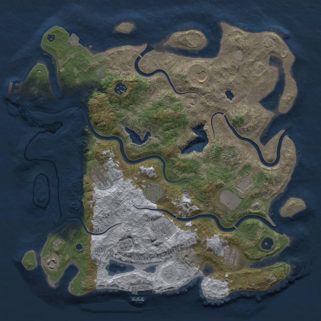 Rust Map: Procedural Map, Size: 4050, Seed: 1676862045, 16 Monuments