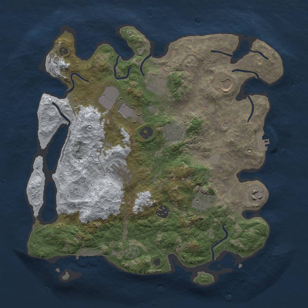 Rust Map: Procedural Map, Size: 3600, Seed: 1910050679, 17 Monuments