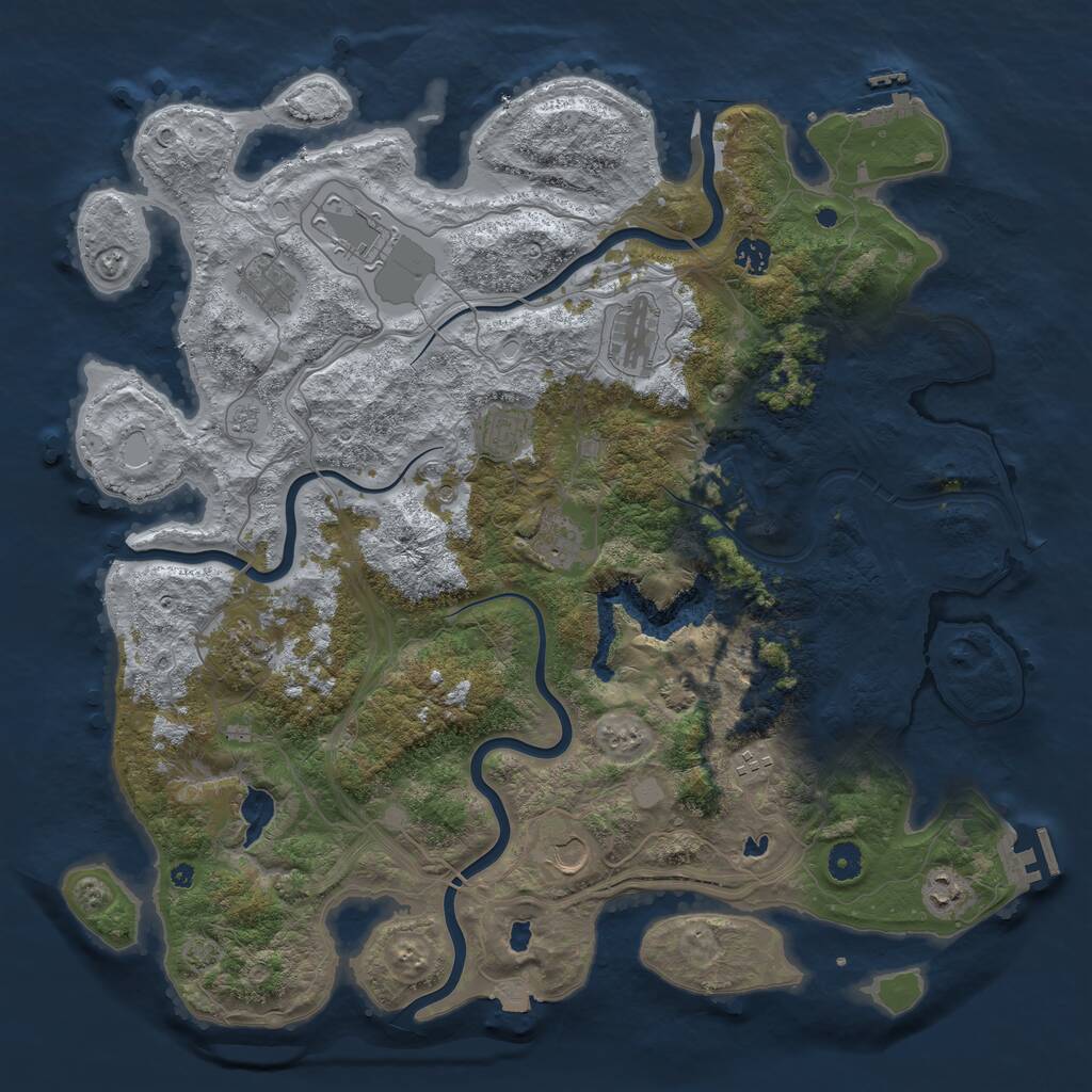 Rust Map: Procedural Map, Size: 4500, Seed: 2127322234, 16 Monuments