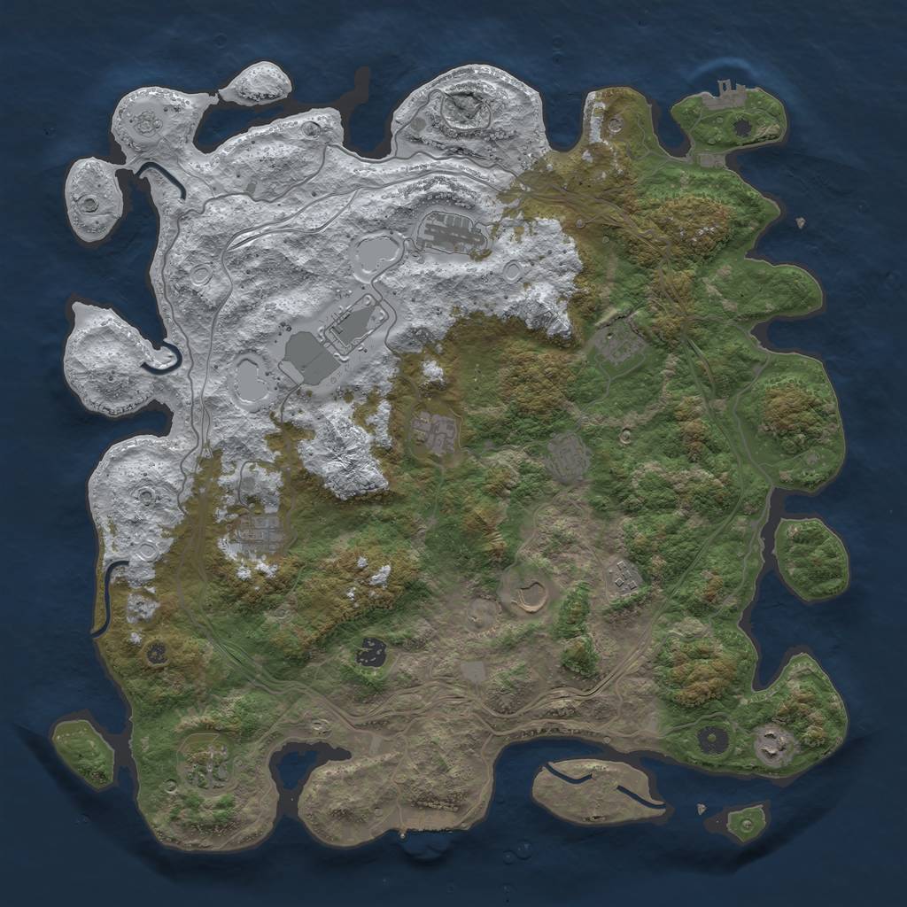 Rust Map: Procedural Map, Size: 4500, Seed: 2127322234, 20 Monuments