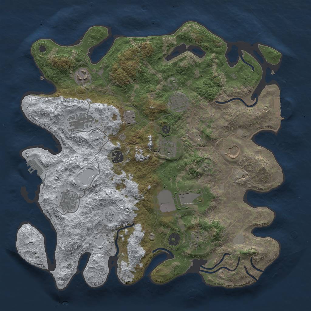 Rust Map: Procedural Map, Size: 3700, Seed: 467523507, 19 Monuments