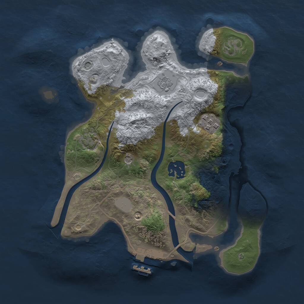 Rust Map: Procedural Map, Size: 2500, Seed: 1412825207, 7 Monuments