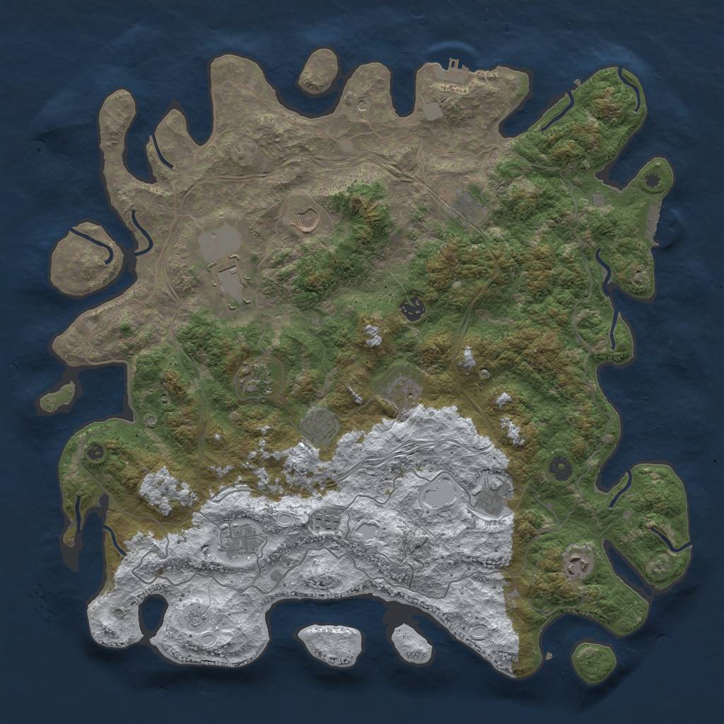 Rust Map: Procedural Map, Size: 4567, Seed: 314589793, 20 Monuments