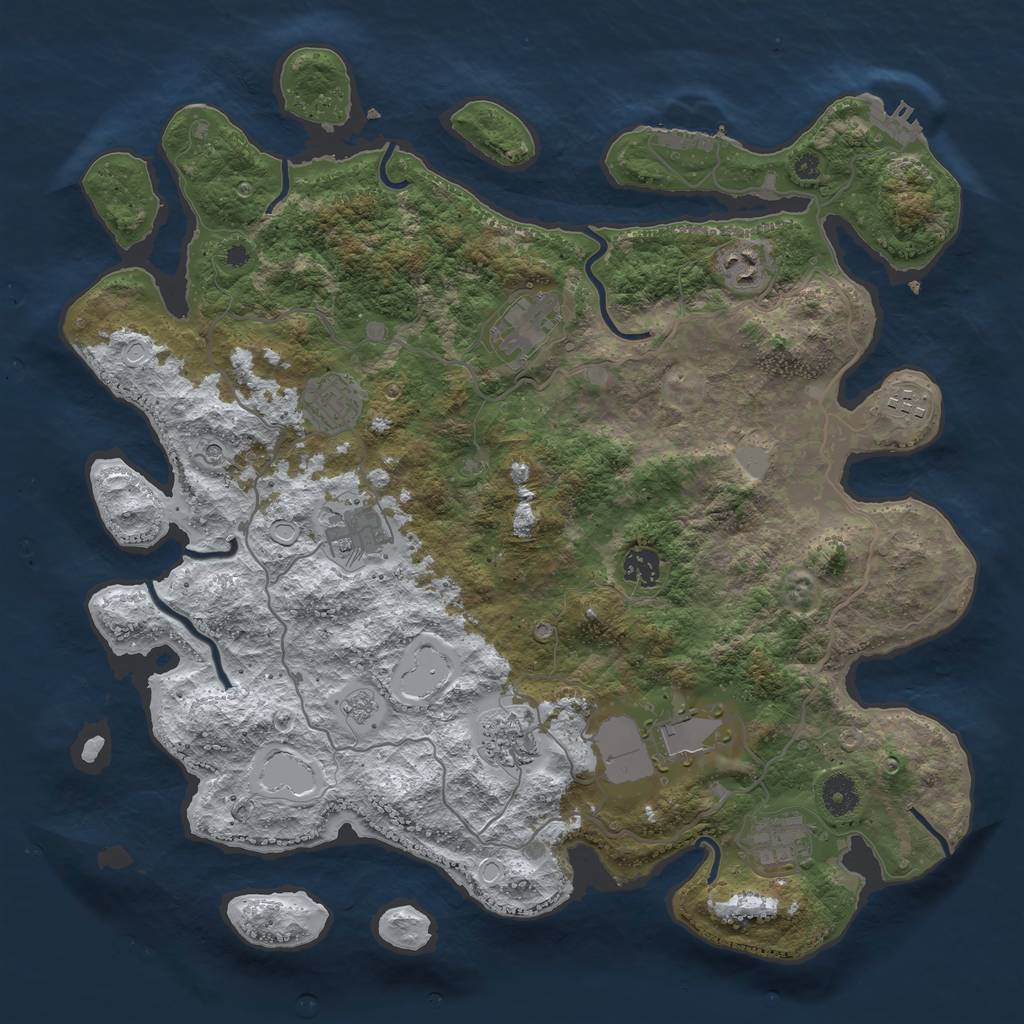 Rust Map: Procedural Map, Size: 4000, Seed: 1159873592, 18 Monuments