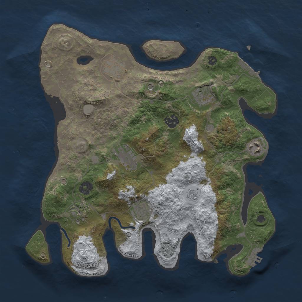 Rust Map: Procedural Map, Size: 3350, Seed: 1370116486, 17 Monuments