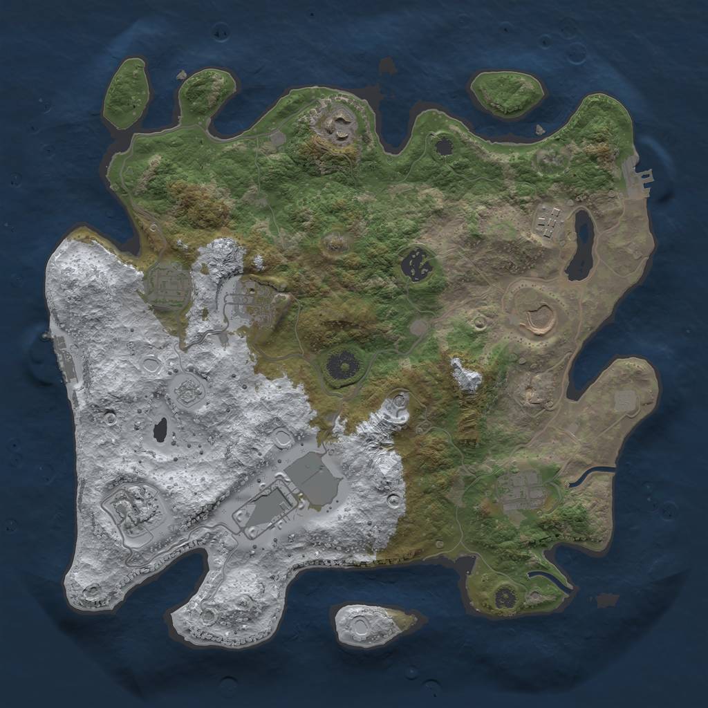 Rust Map: Procedural Map, Size: 3500, Seed: 22678893, 18 Monuments