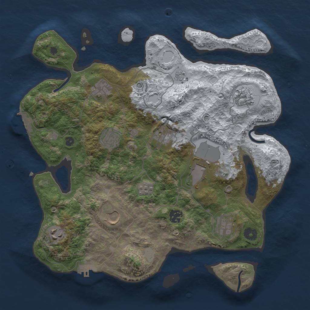 Rust Map: Procedural Map, Size: 3500, Seed: 90746403, 19 Monuments