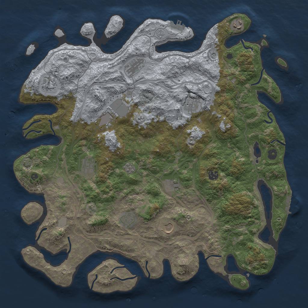 Rust Map: Procedural Map, Size: 4500, Seed: 1727349509, 18 Monuments