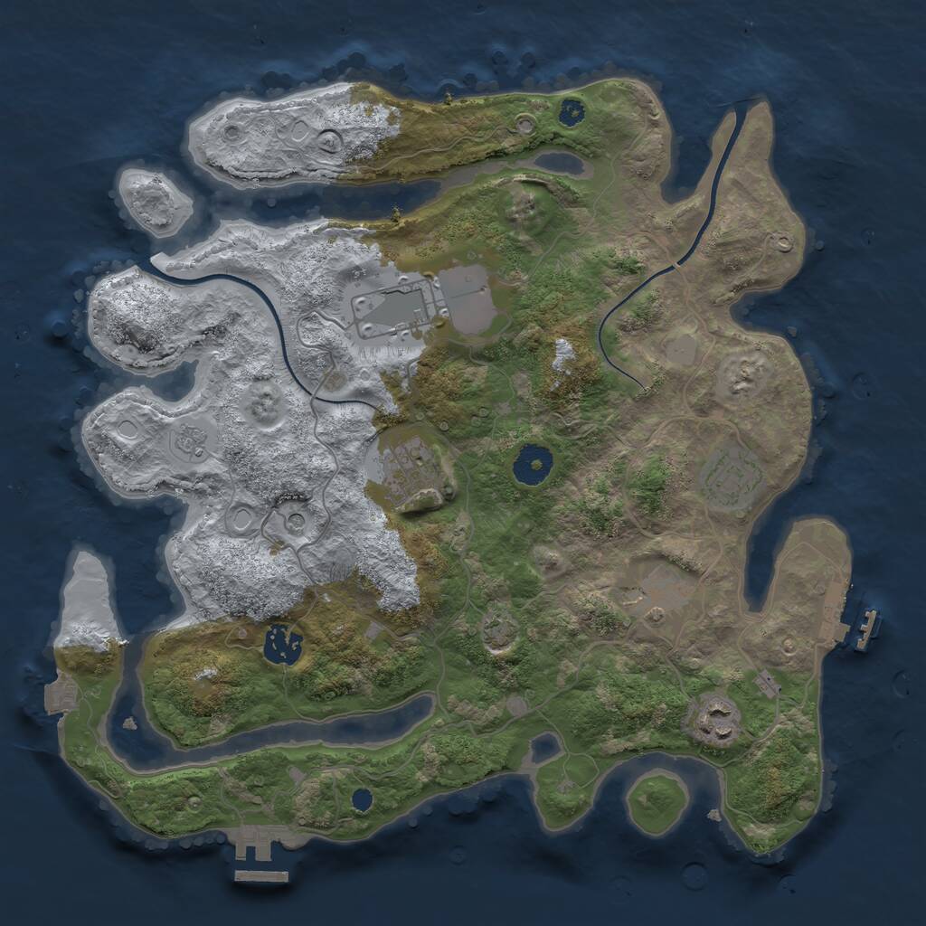 Rust Map: Procedural Map, Size: 3500, Seed: 496131, 12 Monuments