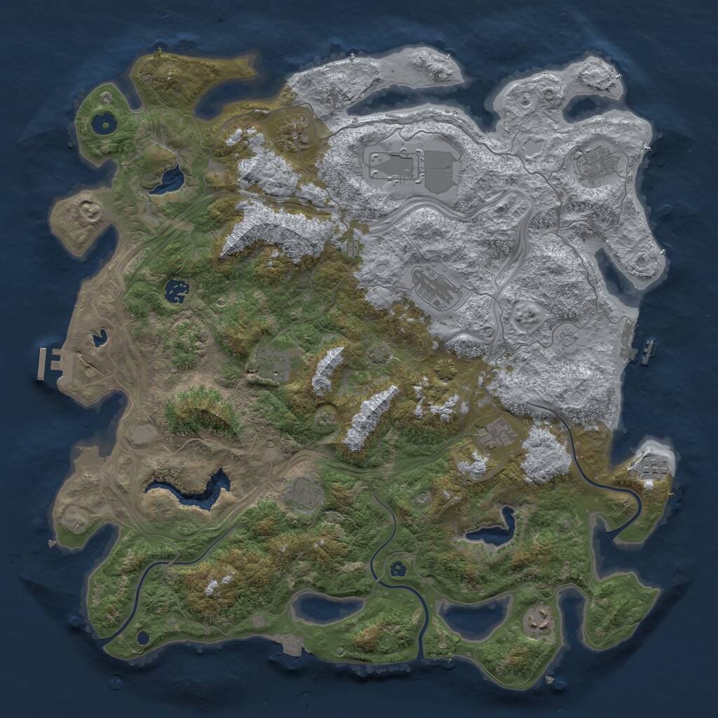 Rust Map: Procedural Map, Size: 4500, Seed: 698781959, 16 Monuments