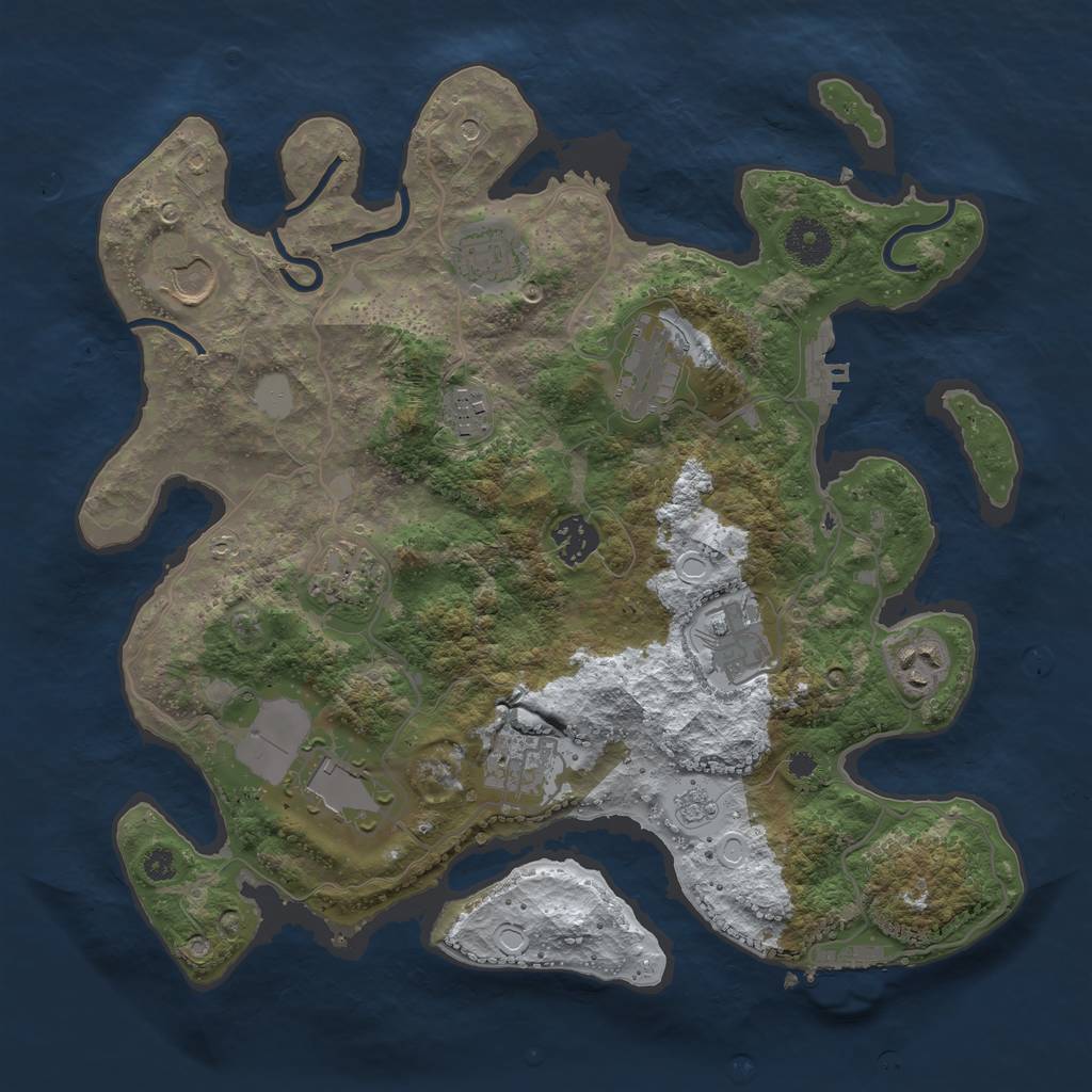 Rust Map: Procedural Map, Size: 3500, Seed: 1406100275, 19 Monuments