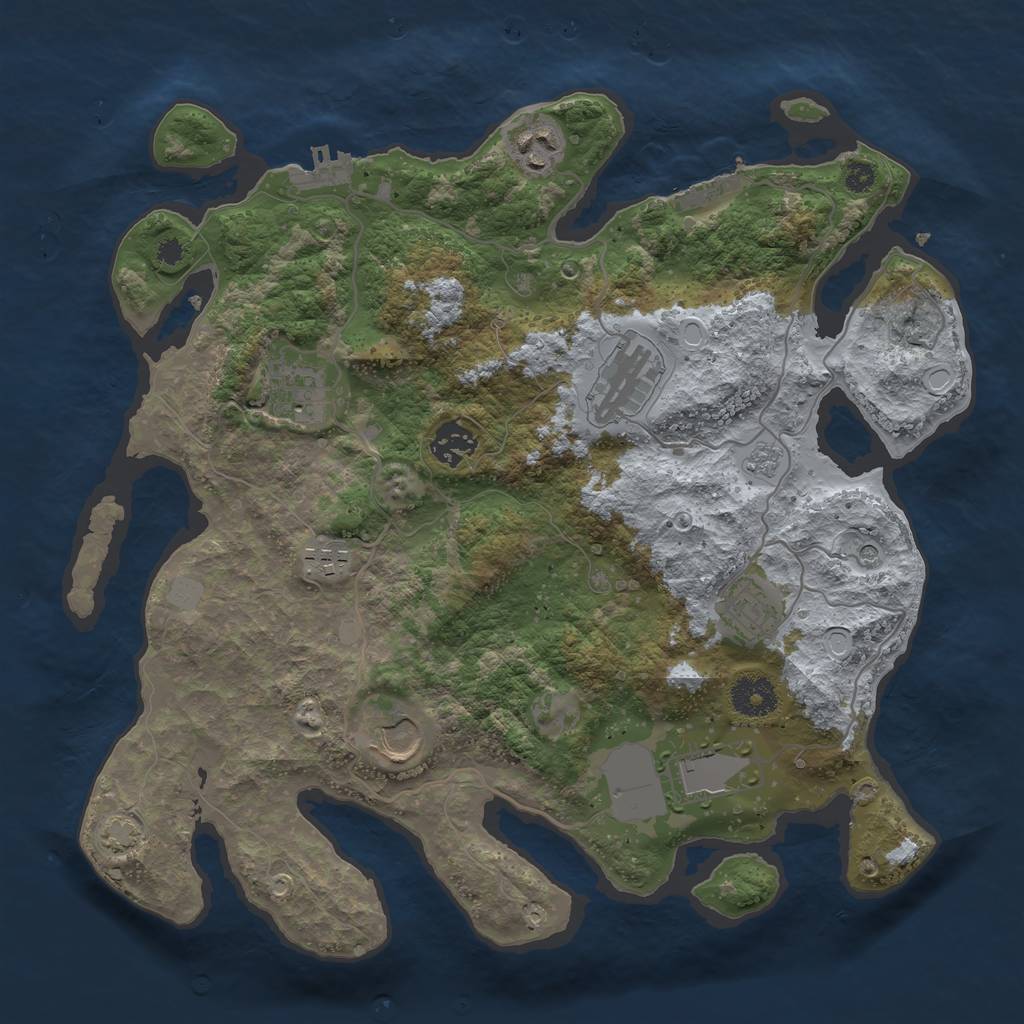 Rust Map: Procedural Map, Size: 3500, Seed: 1550637354, 16 Monuments