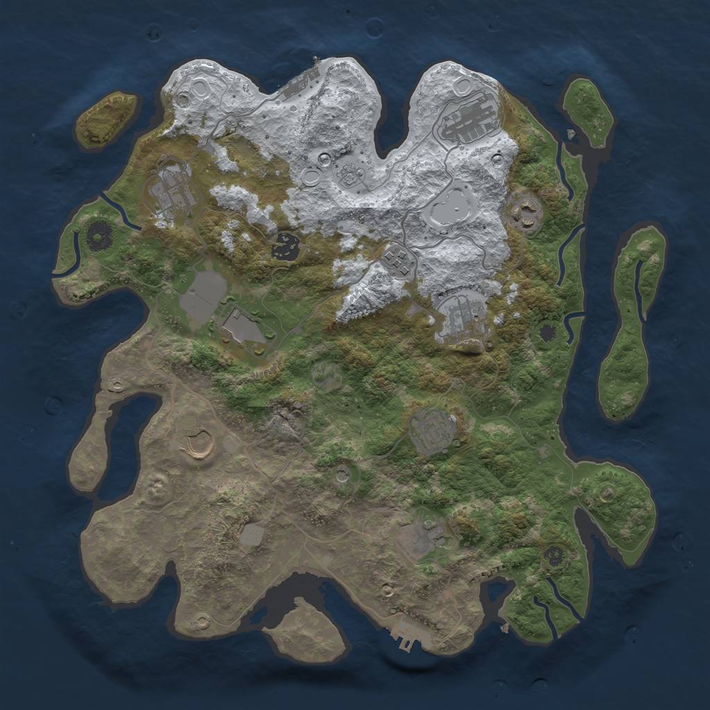 Rust Map: Procedural Map, Size: 3700, Seed: 1579573226, 19 Monuments