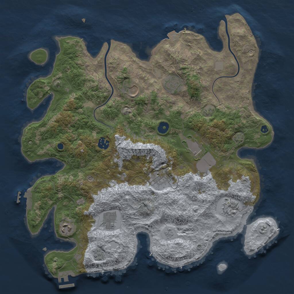 Rust Map: Procedural Map, Size: 3850, Seed: 33823762, 15 Monuments