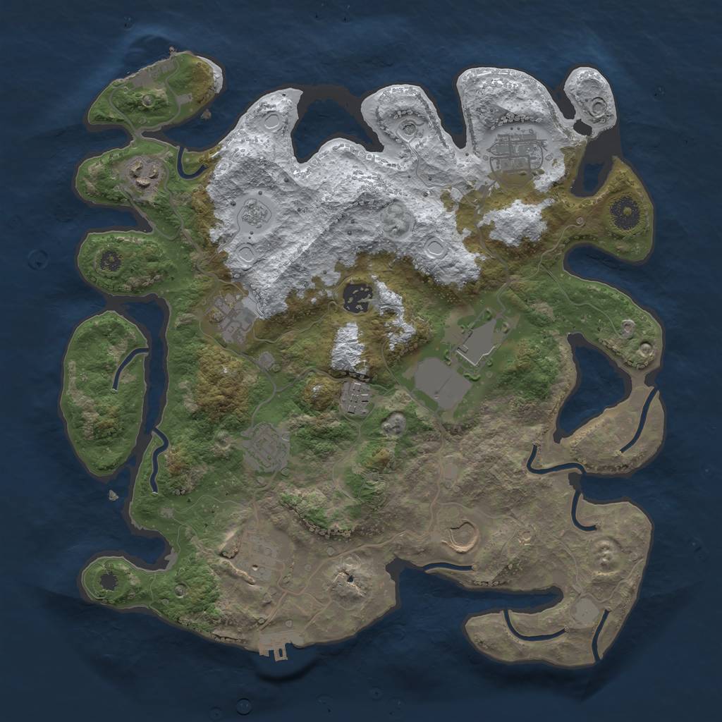 Rust Map: Procedural Map, Size: 3500, Seed: 102100193, 18 Monuments