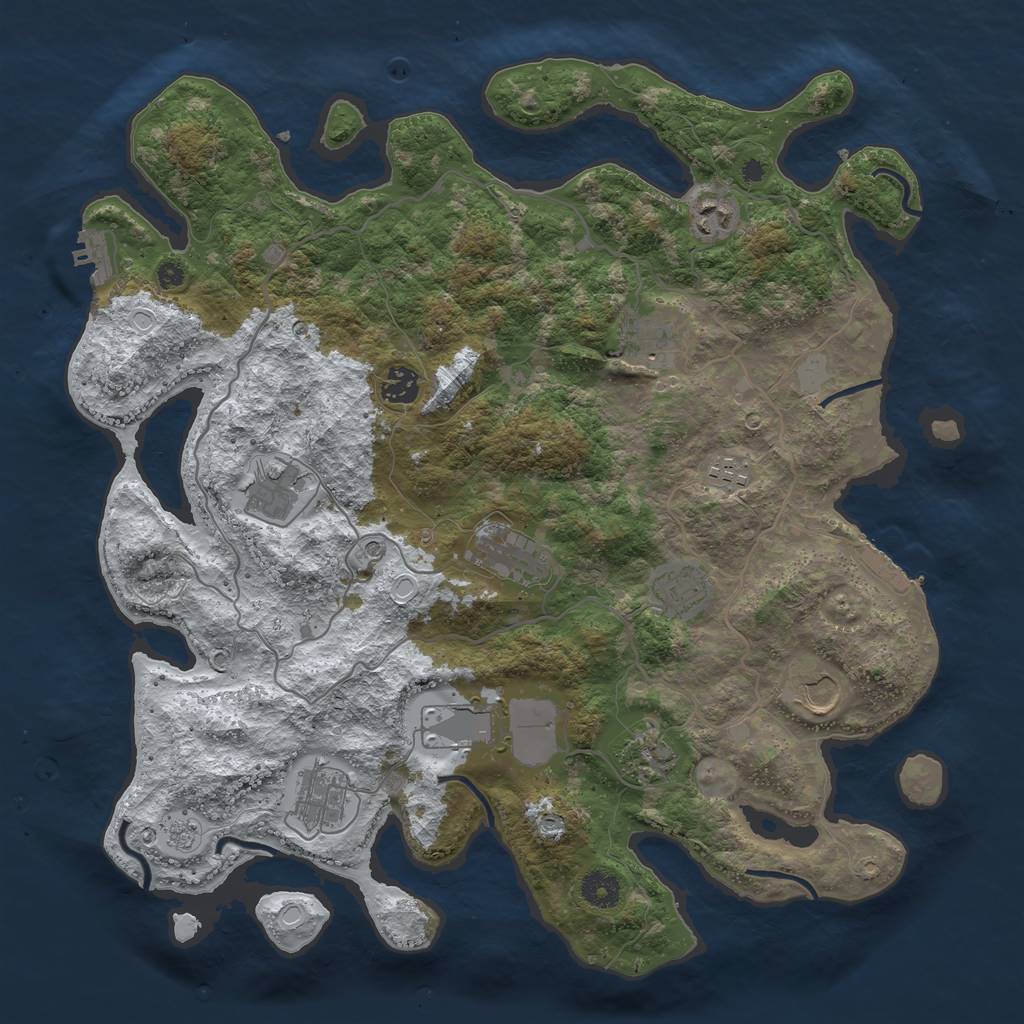 Rust Map: Procedural Map, Size: 4000, Seed: 1970969904, 20 Monuments