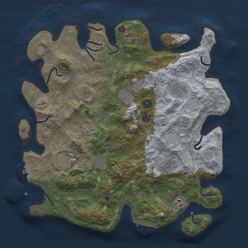 Rust Map: Procedural Map, Size: 4000, Seed: 1018325099, 19 Monuments