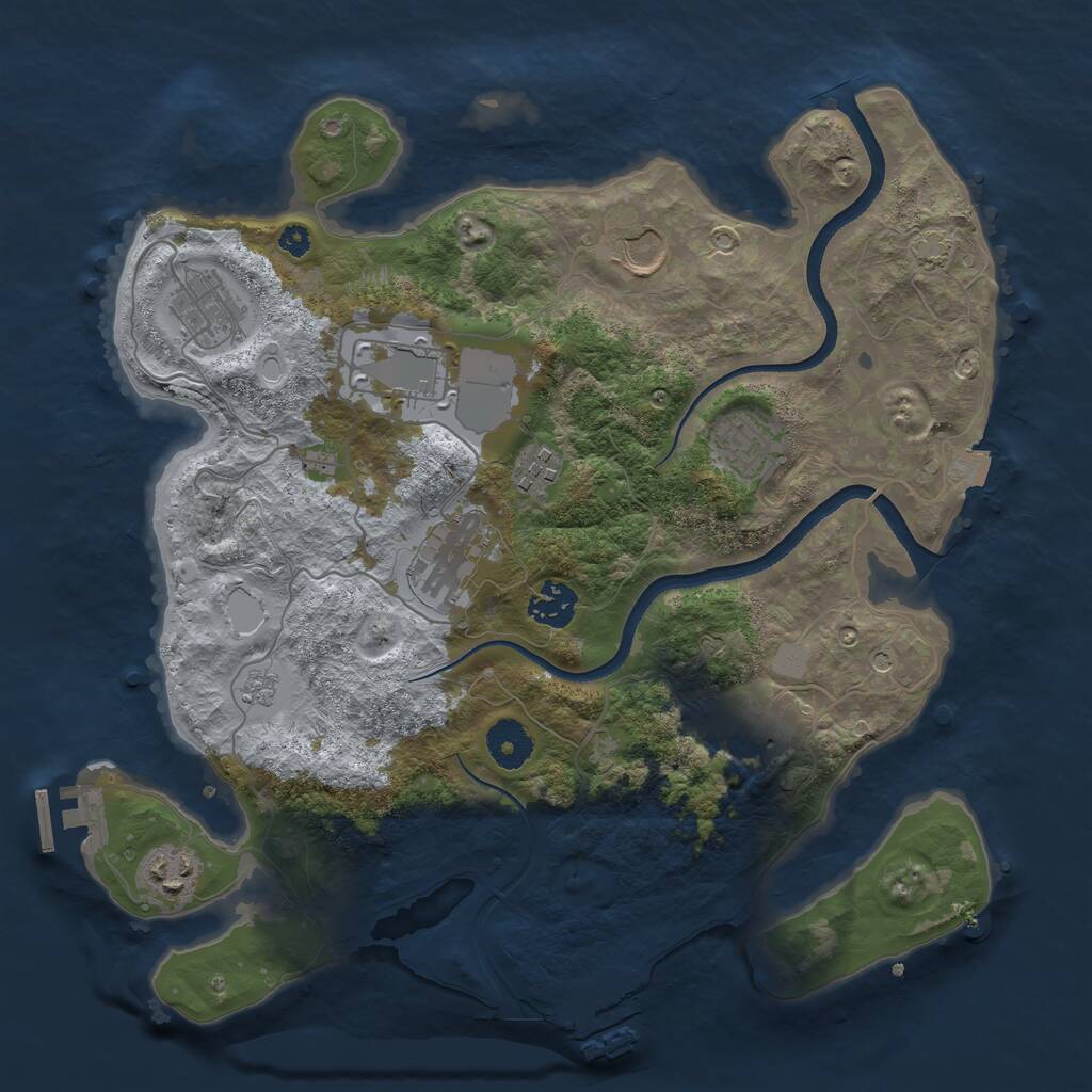 Rust Map: Procedural Map, Size: 3500, Seed: 27443, 15 Monuments