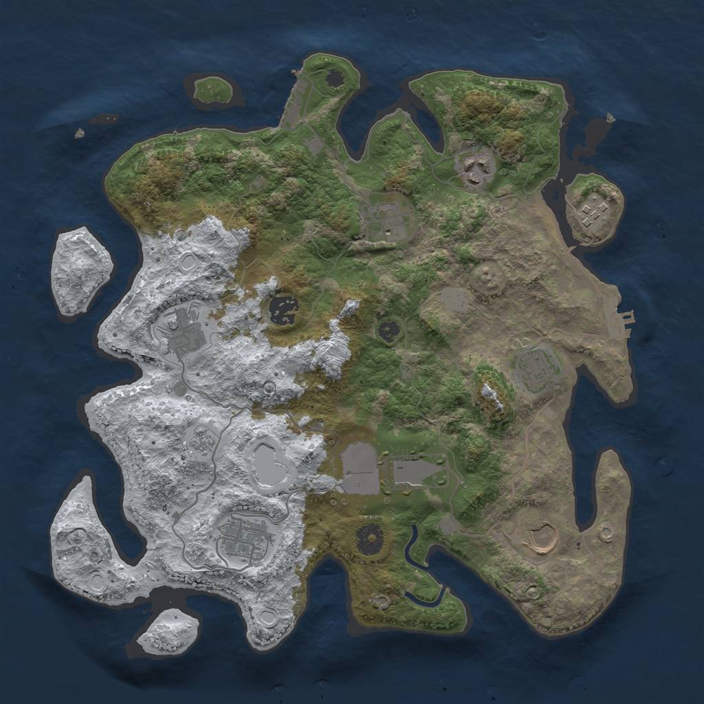 Rust Map: Procedural Map, Size: 3500, Seed: 775532298, 17 Monuments