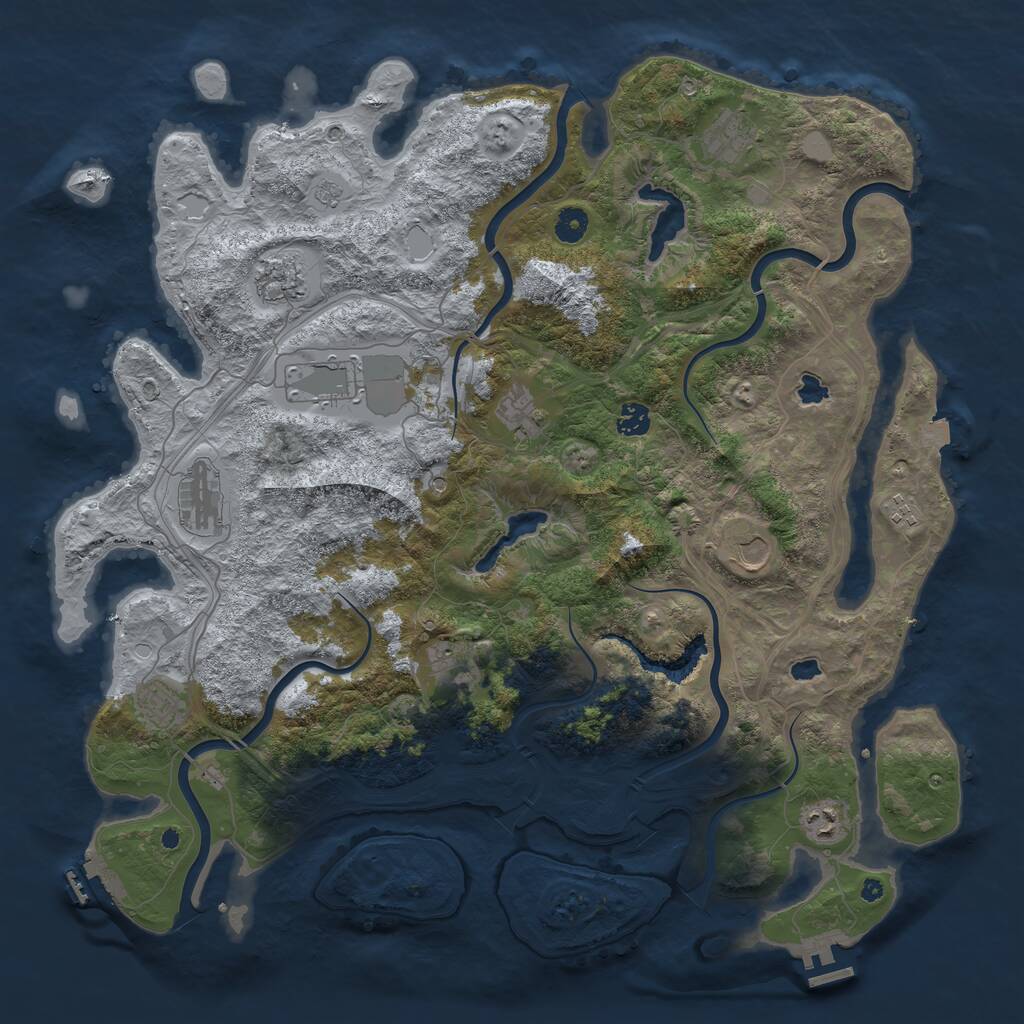 Rust Map: Procedural Map, Size: 4500, Seed: 918674065, 17 Monuments
