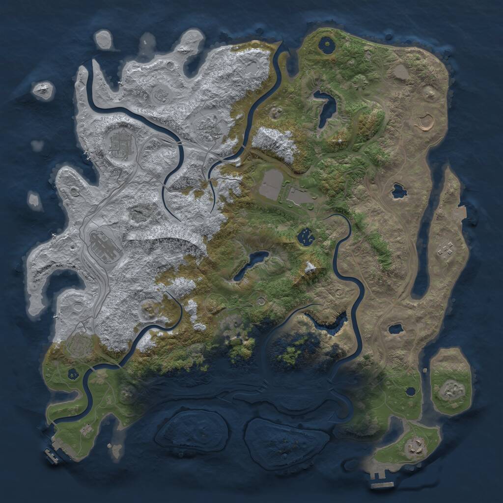 Rust Map: Procedural Map, Size: 4500, Seed: 918674065, 16 Monuments