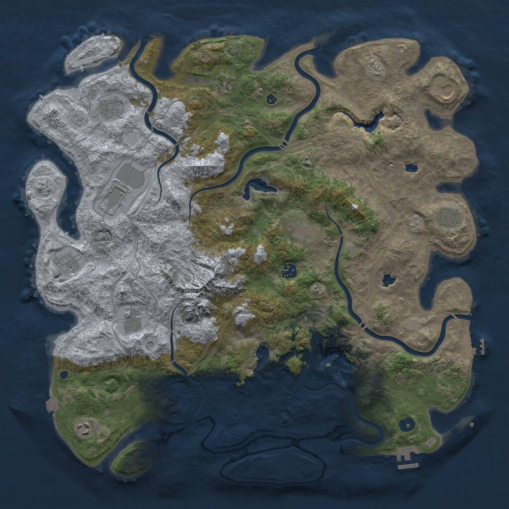 Rust Map: Procedural Map, Size: 5000, Seed: 930854789, 17 Monuments