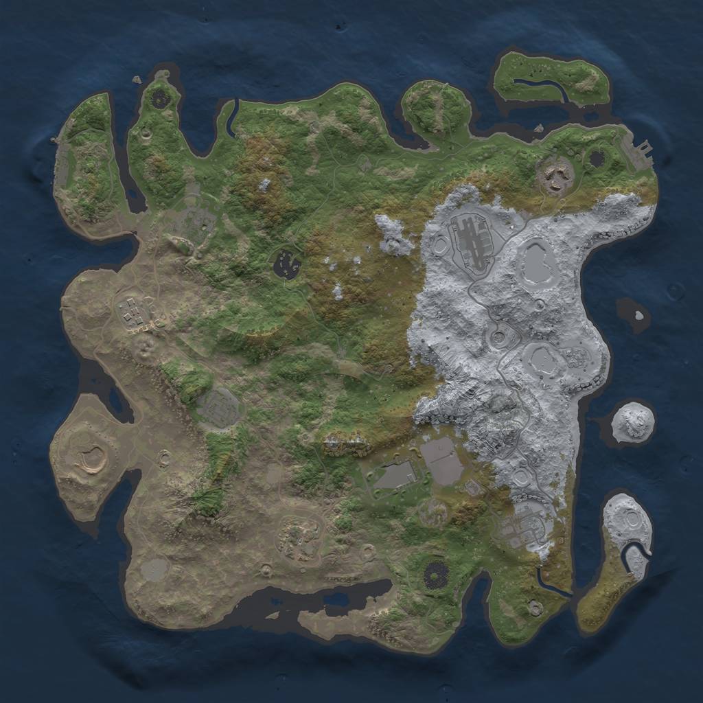 Rust Map: Procedural Map, Size: 3850, Seed: 295041378, 19 Monuments