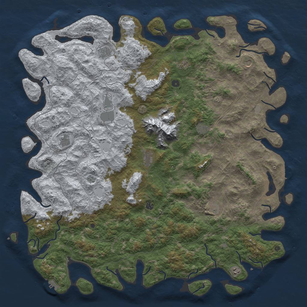 Rust Map: Procedural Map, Size: 6000, Seed: 881460617, 20 Monuments
