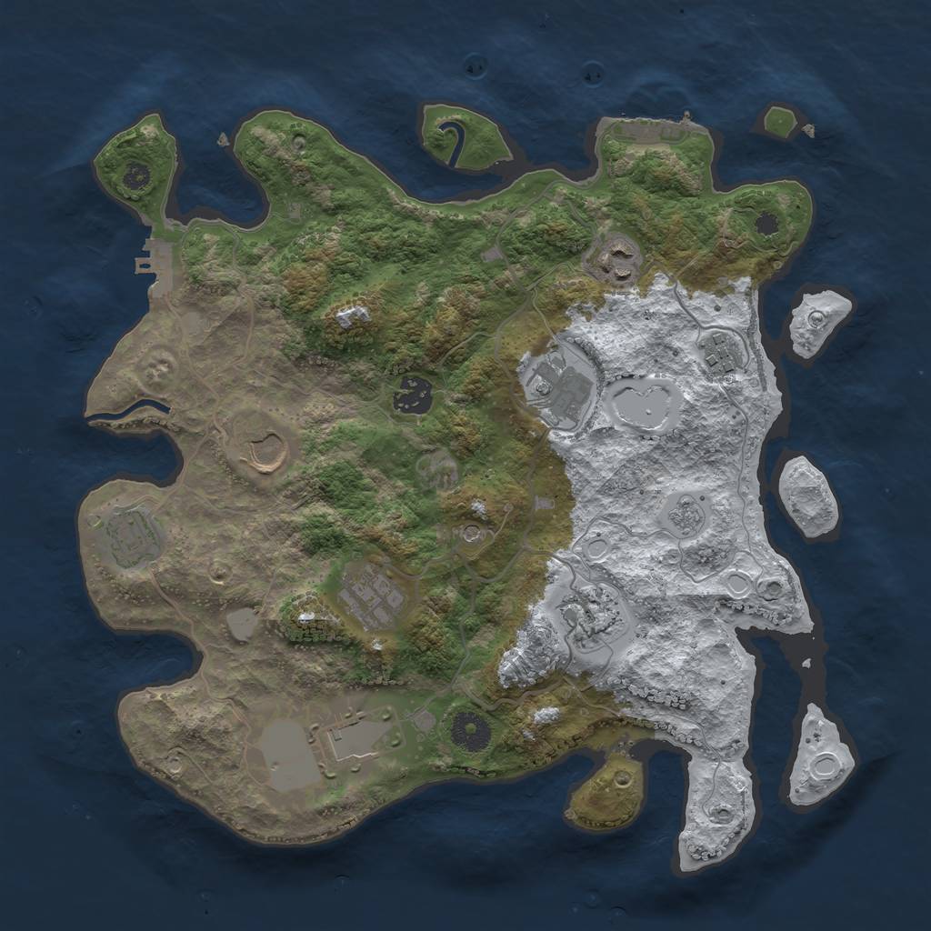 Rust Map: Procedural Map, Size: 3500, Seed: 1687, 18 Monuments