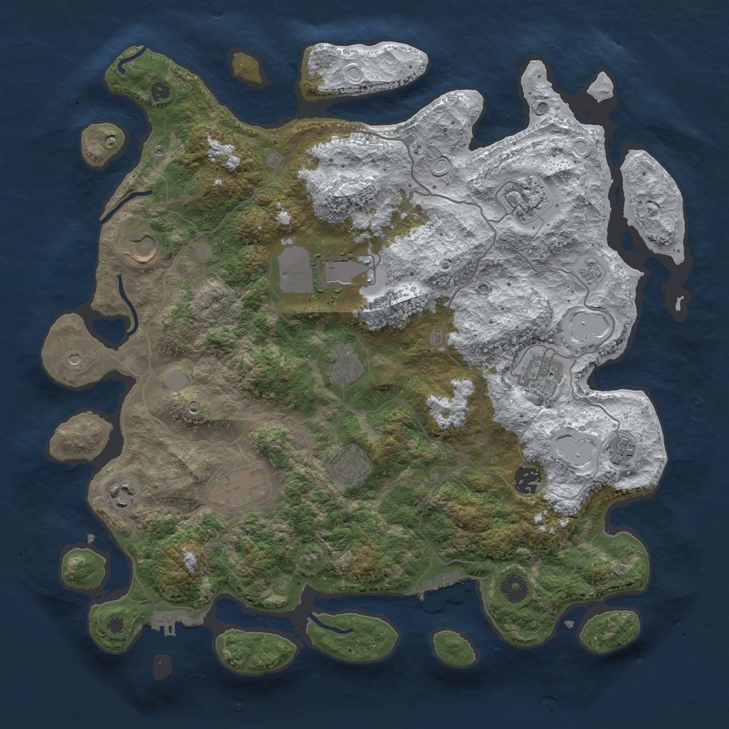 Rust Map: Procedural Map, Size: 4000, Seed: 1870831617, 19 Monuments