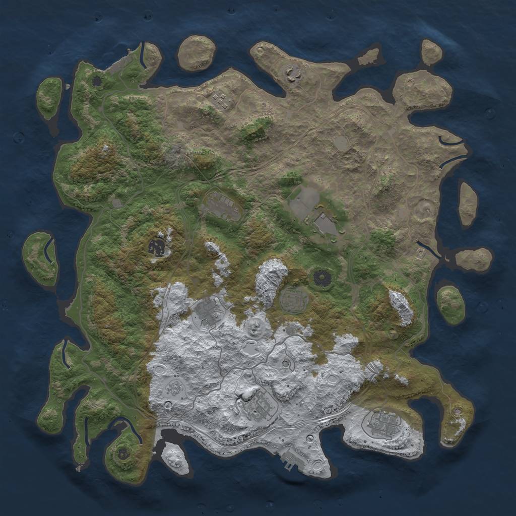 Rust Map: Procedural Map, Size: 4400, Seed: 1687189430, 18 Monuments
